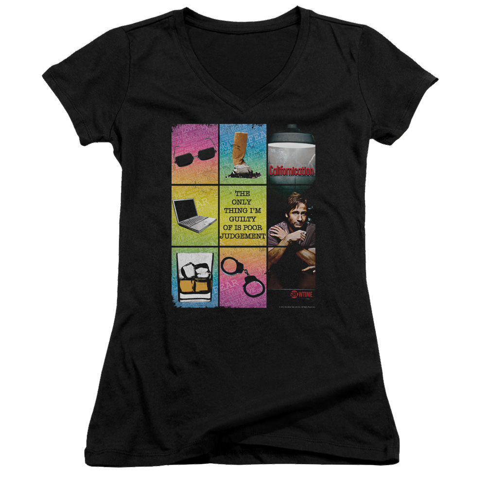 Californication Poor Judgement - Juniors V-Neck T-Shirt Juniors V-Neck T-Shirt Californication