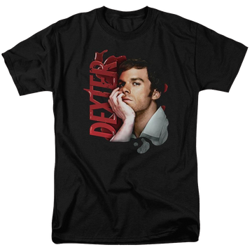Black men's regular fit t-shirt with Dexter Layered graphic