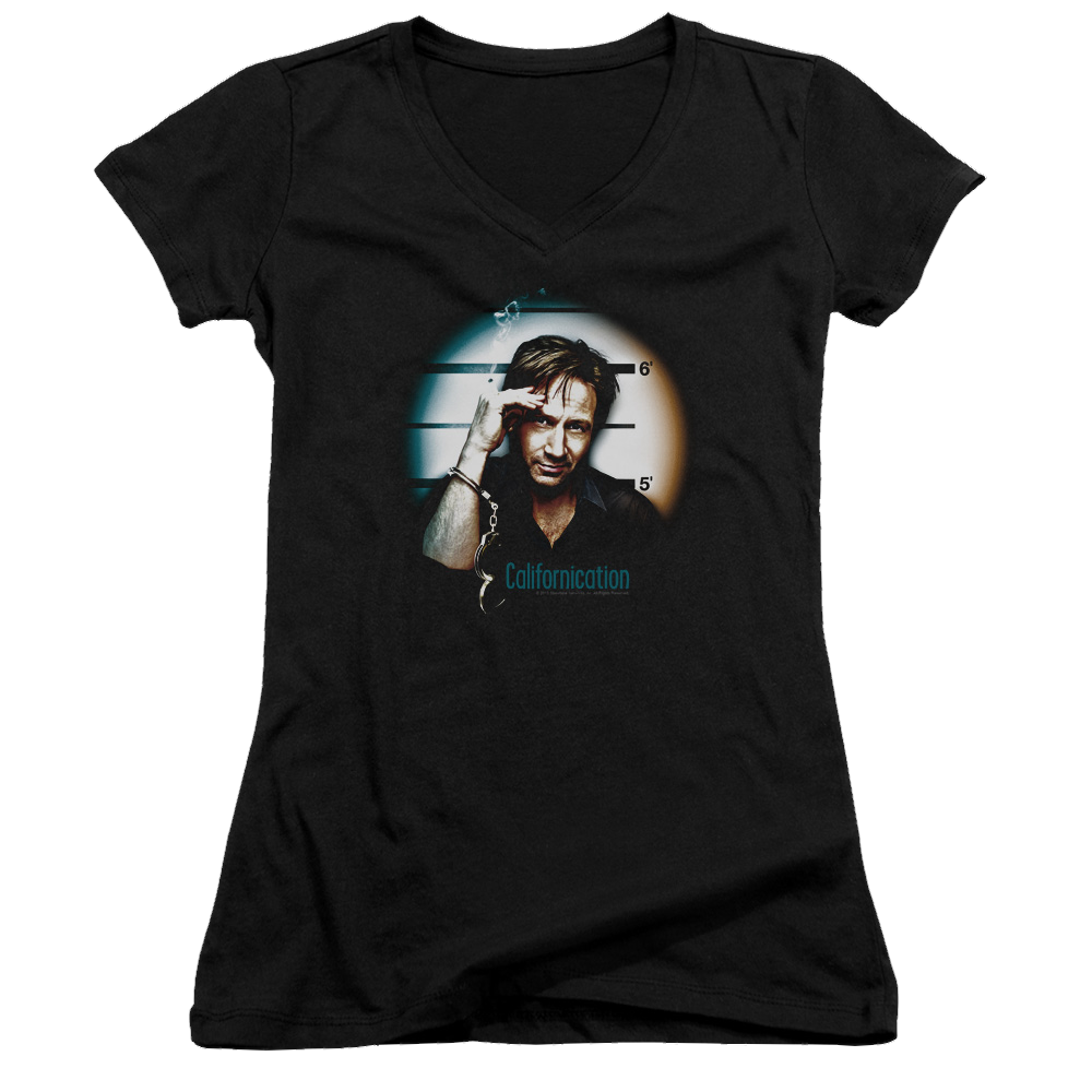 Californication In Handcuffs - Juniors V-Neck T-Shirt Juniors V-Neck T-Shirt Californication