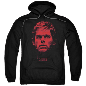 Black pullover hoodie with Dexter Bloody Face graphic