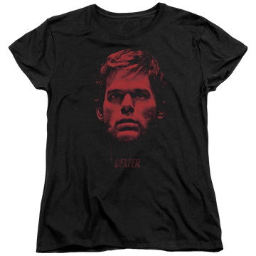 Black women's t-shirt with Dexter Bloody Face graphic