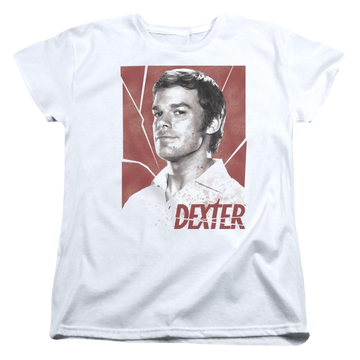 White women's t-shirt with Dexter Poster graphic