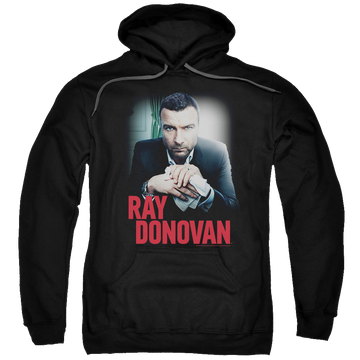 Black pullover hoodie with Ray Donovan Clean Hands graphic