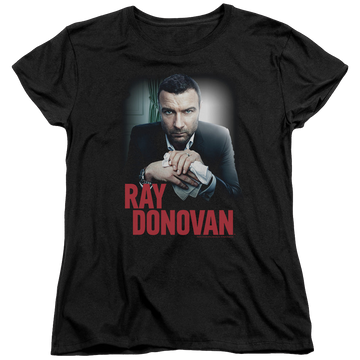 Black women's t-shirt with Ray Donovan Clean Hands graphic