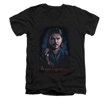 Black men's v-neck t-shirt with Penny Dreadful Ethan graphic