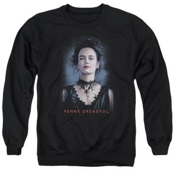 Black men's crewneck sweatshirt with Penny Dreadful Vanessa graphic