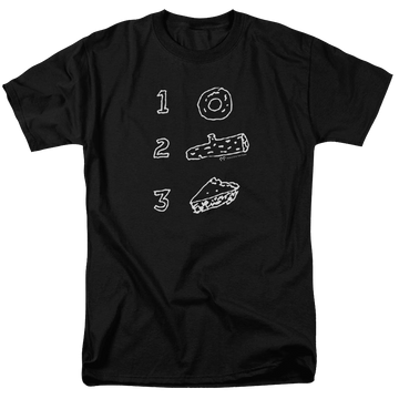 Black men's regular fit t-shirt with Twin Peaks Pie Log Donut graphic