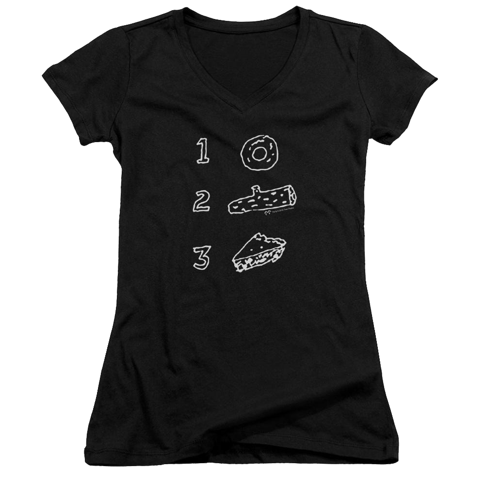 Twin Peaks Pie Log Donut Juniors V-Neck T-Shirt Juniors V-Neck T-Shirt Twin Peaks