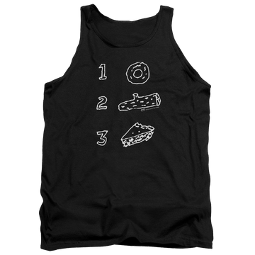 Black men's tank with Twin Peaks Pie Log Donut graphic