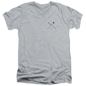 Athletic heather men's v-neck t-shirt with Twin Peaks Peak Pie graphic
