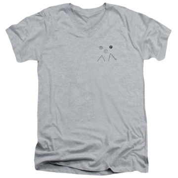 Athletic heather men's v-neck t-shirt with Twin Peaks Peak Donut graphic