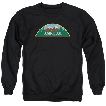 Black men's crewneck sweatshirt with Twin Peaks Sheriff Department graphic