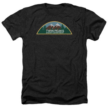 Charcoal men's heather t-shirt with Twin Peaks Sheriff Department graphic