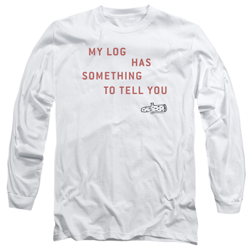 White men's long sleeve t-shirt with Twin Peaks My Log graphic