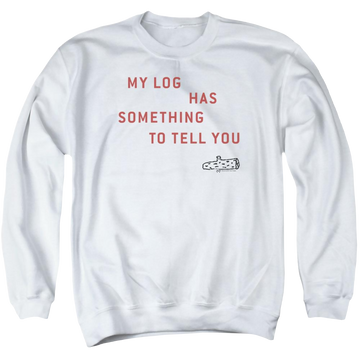 White men's crewneck sweatshirt with Twin Peaks My Log graphic