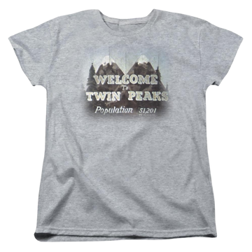 Athletic heather women's t-shirt with Twin Peaks Welcome To graphic