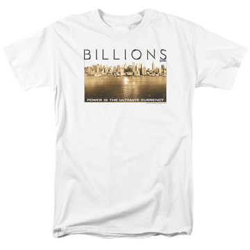 White men's regular fit t-shirt with Billions Golden City graphic
