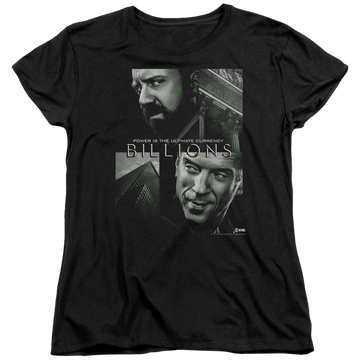 Black women's t-shirt with Billions Currency Poster graphic