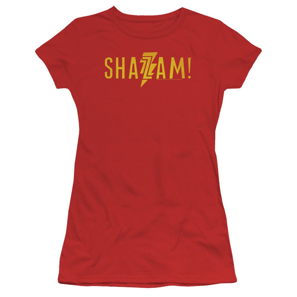 Shazam Movie Flat Logo - Juniors T-Shirt Juniors T-Shirt Shazam