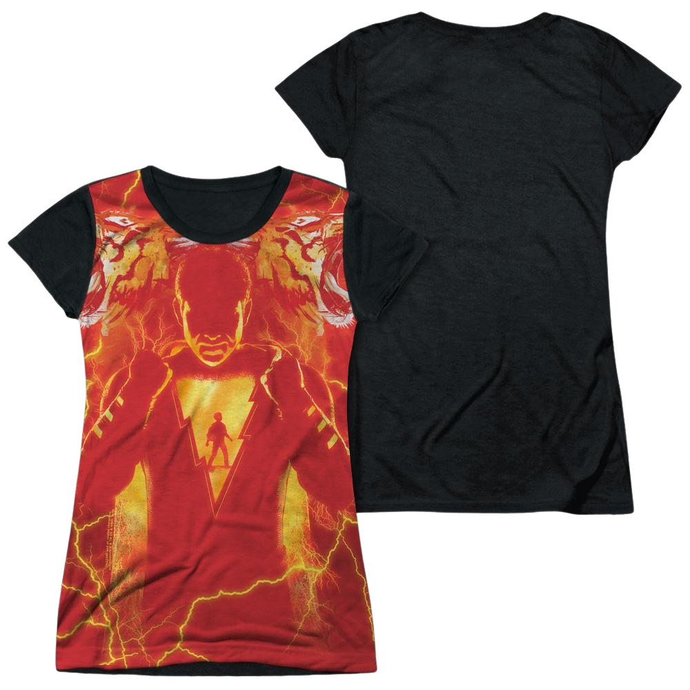 Shazam Movie Whats Inside Sub - Juniors Black Back T-Shirt Juniors Black Back T-Shirt Shazam