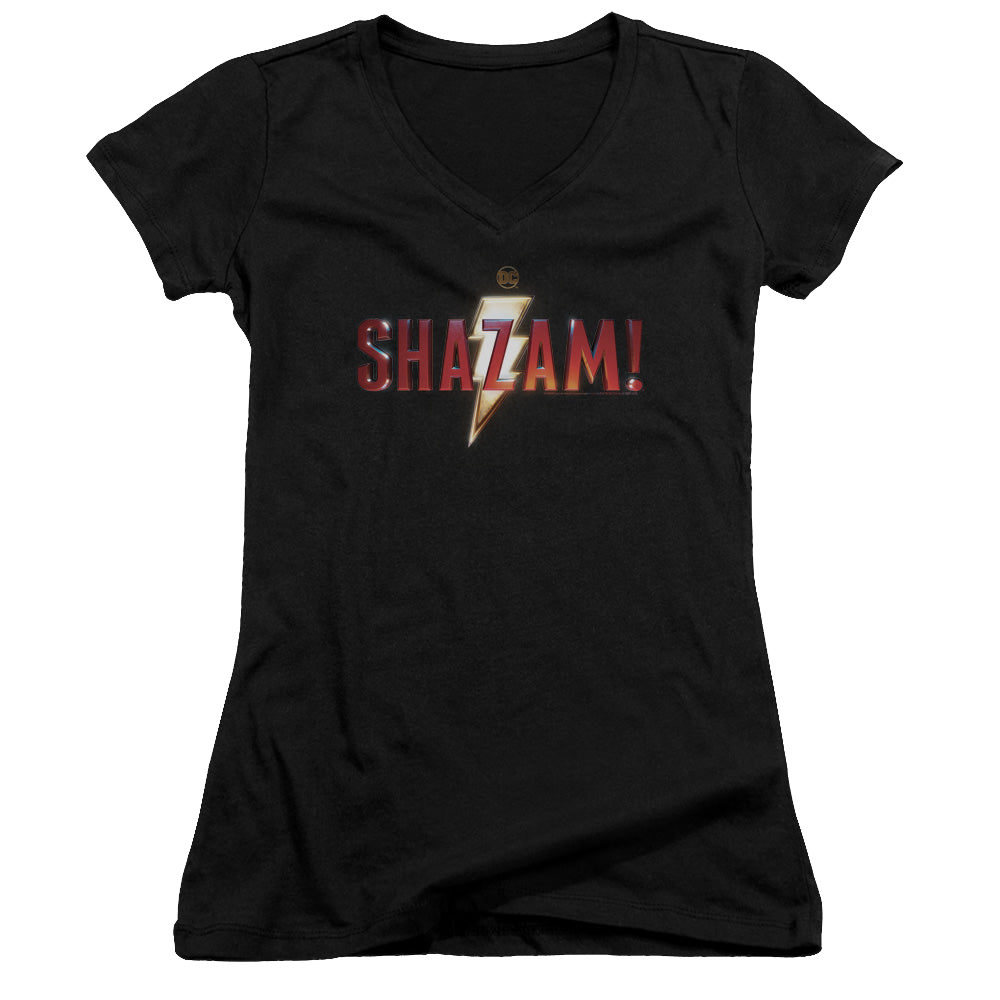 Shazam Movie Shazam Logo - Juniors V-Neck T-Shirt Juniors V-Neck T-Shirt Shazam