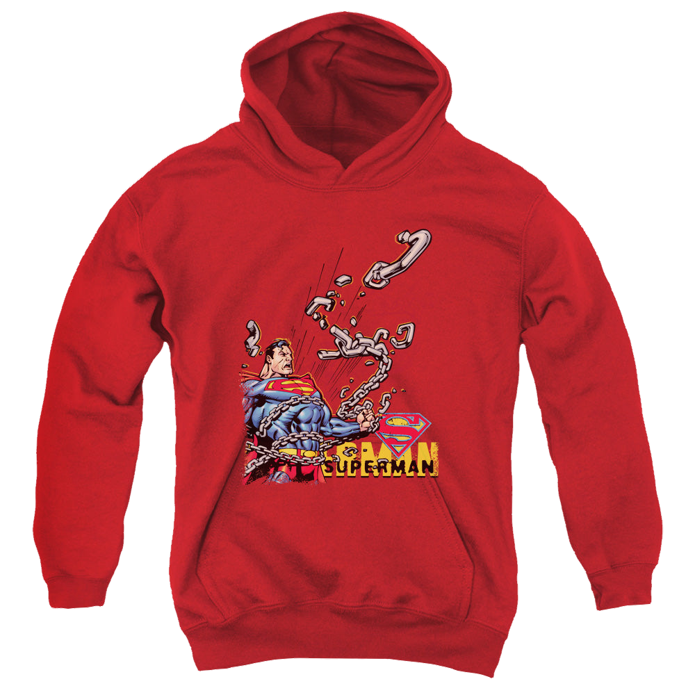 Superman Breaking Chains - Youth Hoodie Youth Hoodie (Ages 8-12) Superman