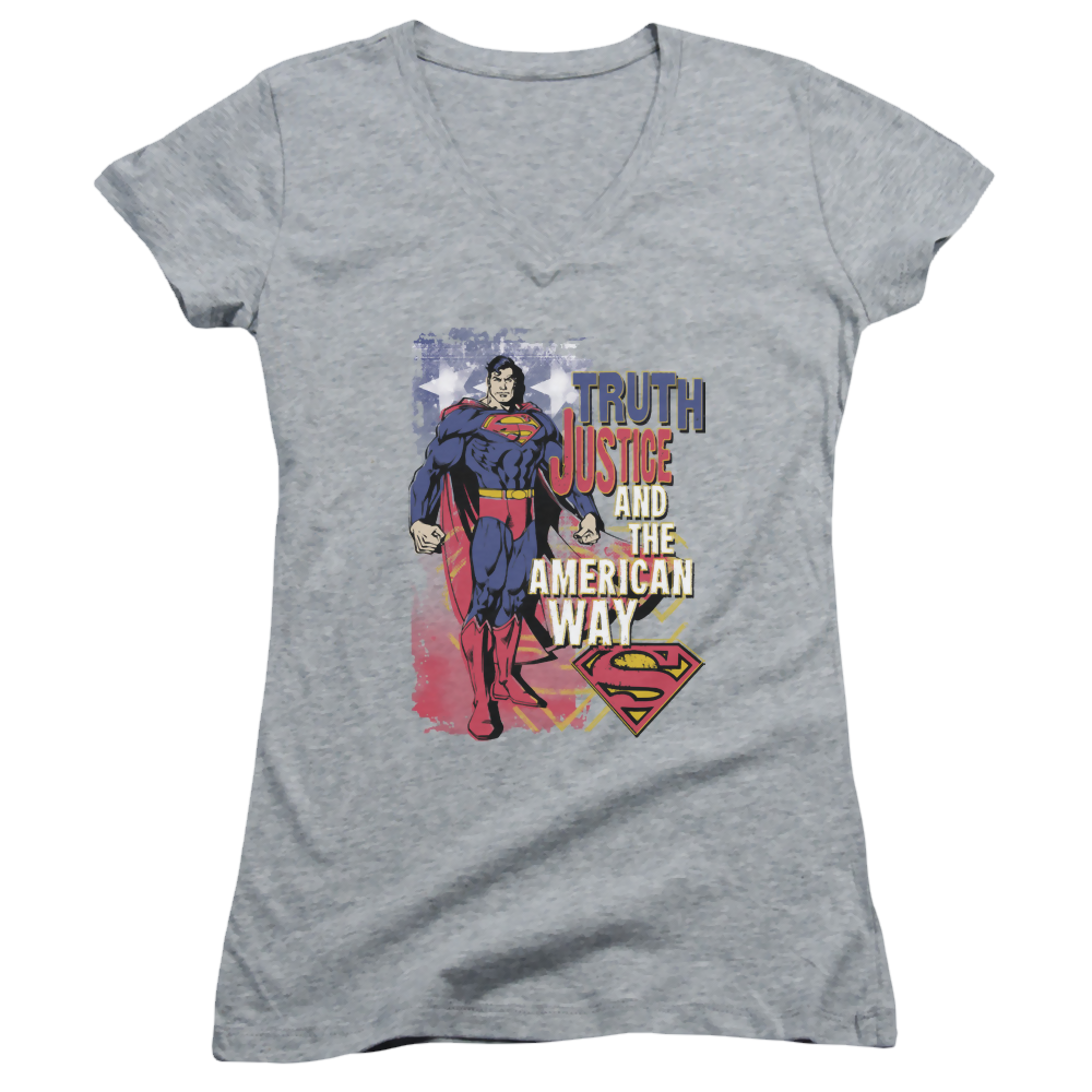 Superman Truth Justice - Juniors V-Neck T-Shirt Juniors V-Neck T-Shirt Superman
