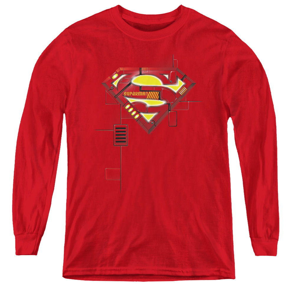 Superman Super Mech Shield - Youth Long Sleeve T-Shirt Youth Long Sleeve T-Shirt Superman