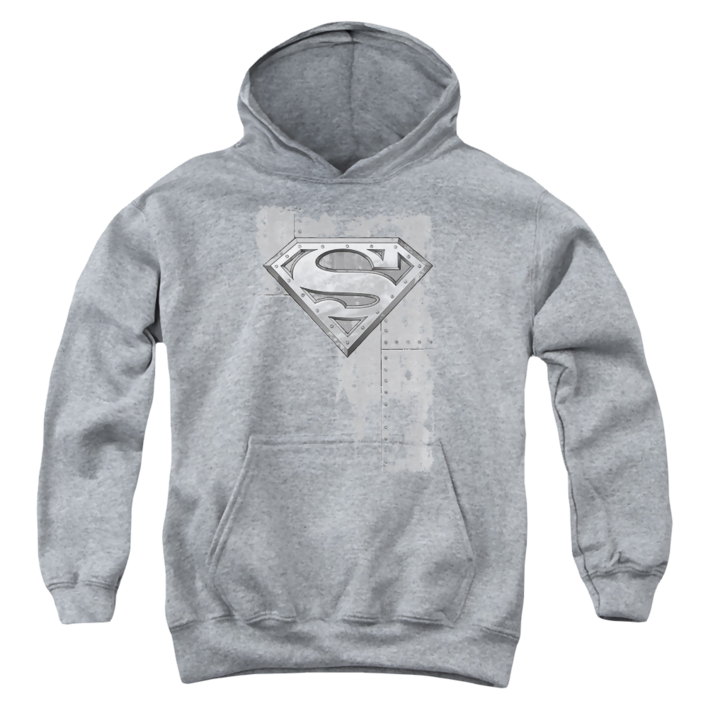 Superman Riveted Metal - Youth Hoodie Youth Hoodie (Ages 8-12) Superman