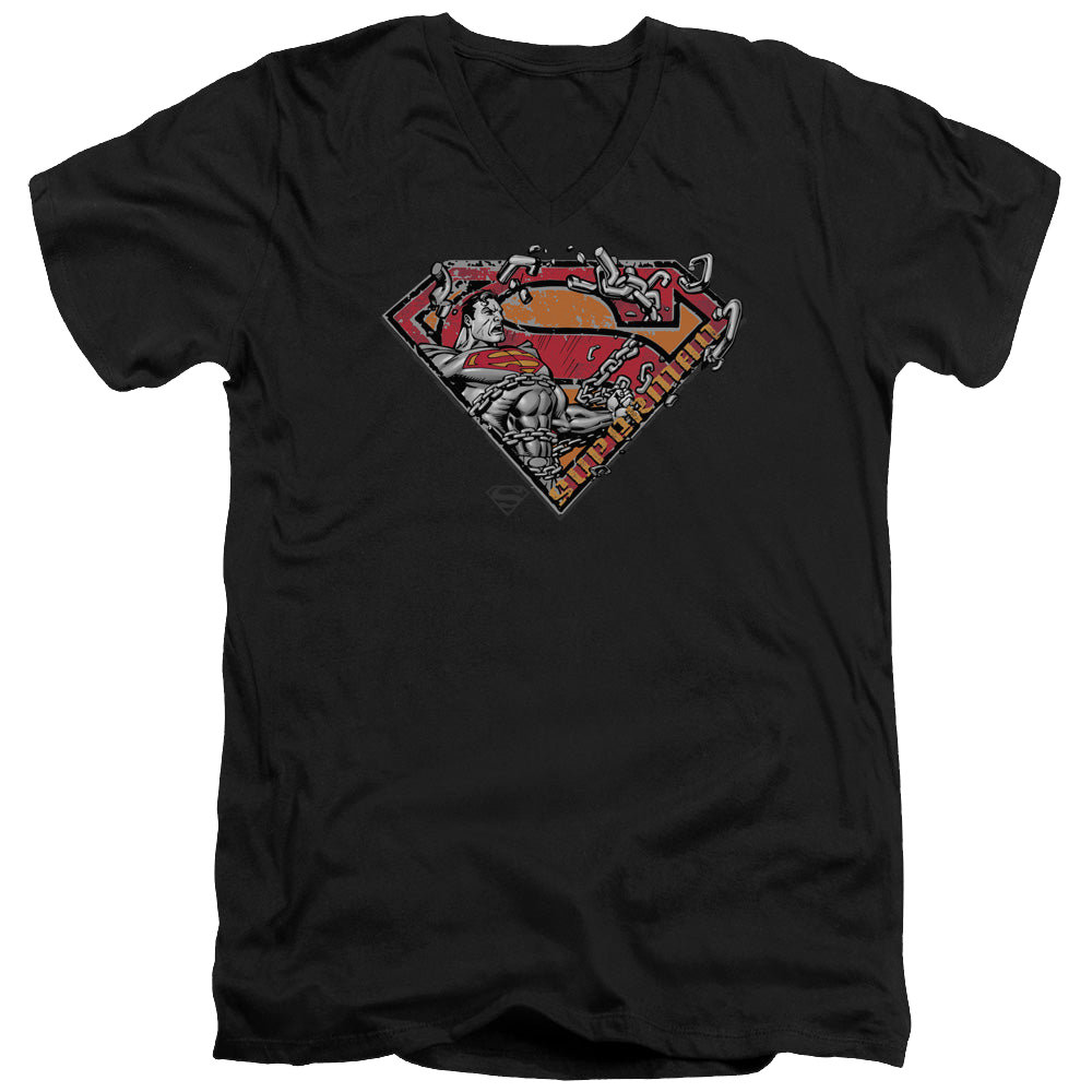 Superman Breaking Chain Logo - Men's V-Neck T-Shirt Men's V-Neck T-Shirt Superman