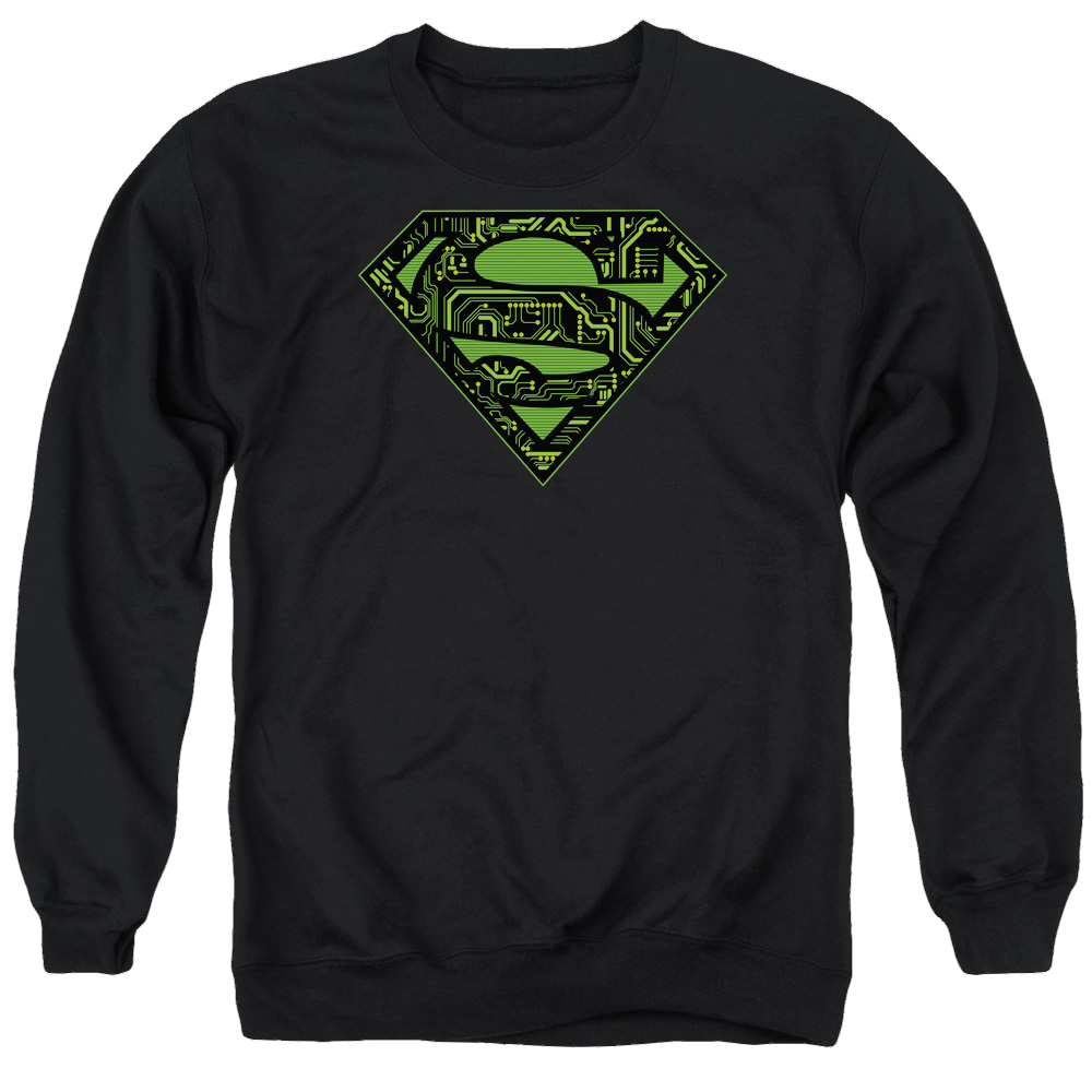 Superman Circuits Shield - Men's Crewneck Sweatshirt Men's Crewneck Sweatshirt Superman