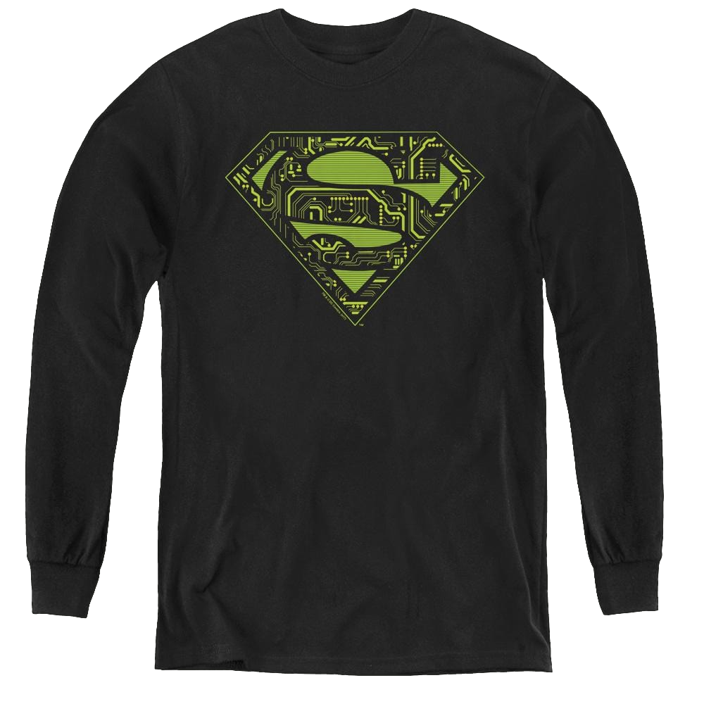 Superman Circuits Shield - Youth Long Sleeve T-Shirt Youth Long Sleeve T-Shirt Superman