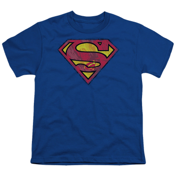 Royal youth t-shirt for ages 8 to 12 with Superman Action Shield graphic