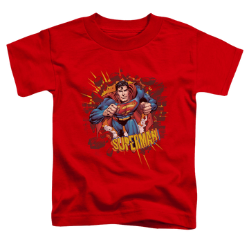 Red toddler t-shirt with Superman Sorry About The Wall graphic