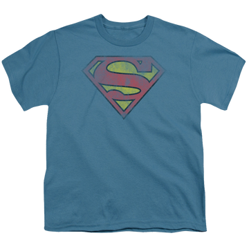 Slate youth t-shirt for ages 8 to 12 with Superman Inside Shield graphic