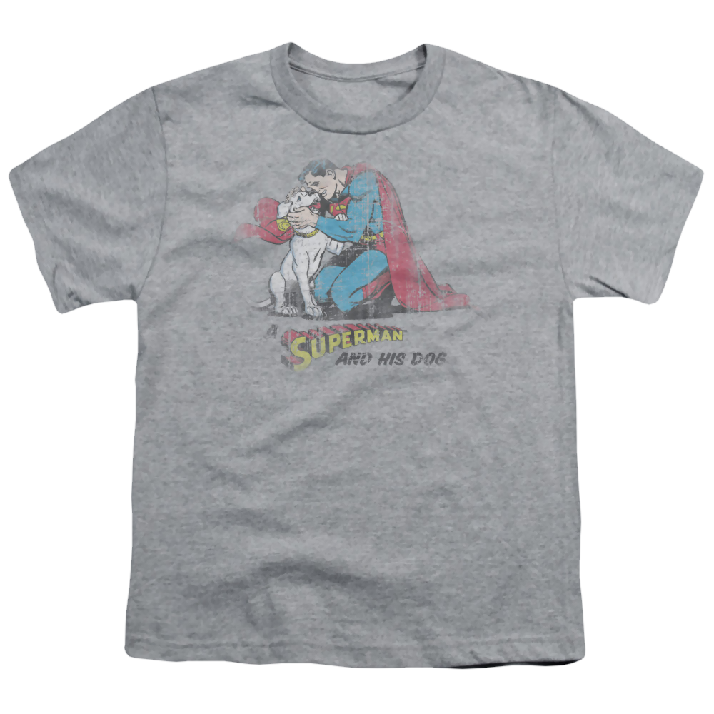 Superman And His Dog - Youth T-Shirt Youth T-Shirt (Ages 8-12) Superman