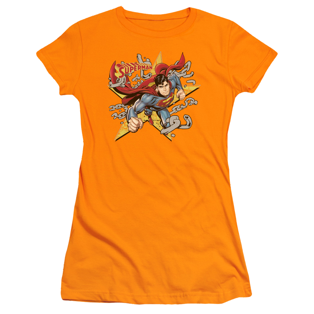 Superman Stars And Chains - Juniors T-Shirt Juniors T-Shirt Superman