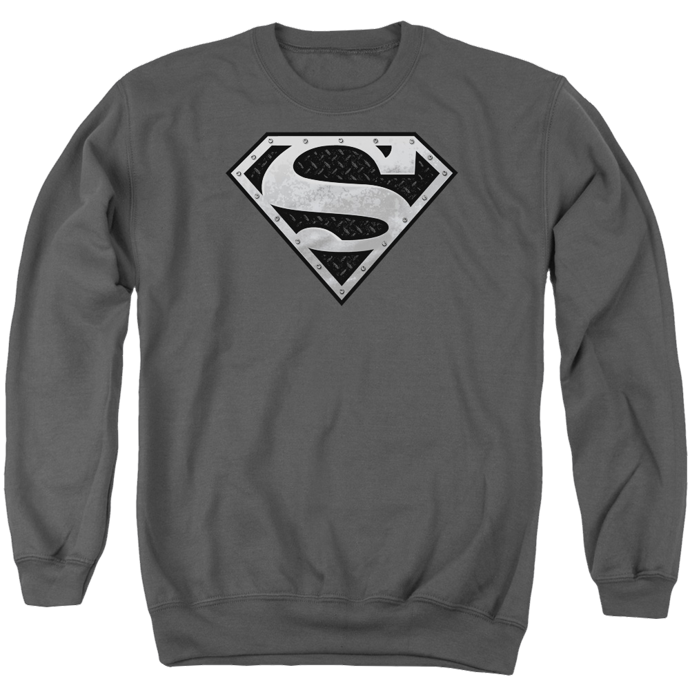 Superman Super Metallic Shield - Men's Crewneck Sweatshirt Men's Crewneck Sweatshirt Superman