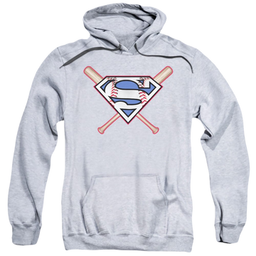 Athletic heather pullover hoodie with Superman Crossed Bats graphic