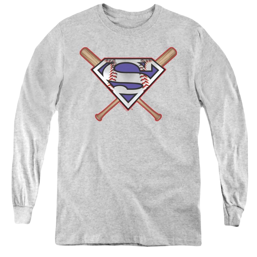 Superman Crossed Bats - Youth Long Sleeve T-Shirt Youth Long Sleeve T-Shirt Superman