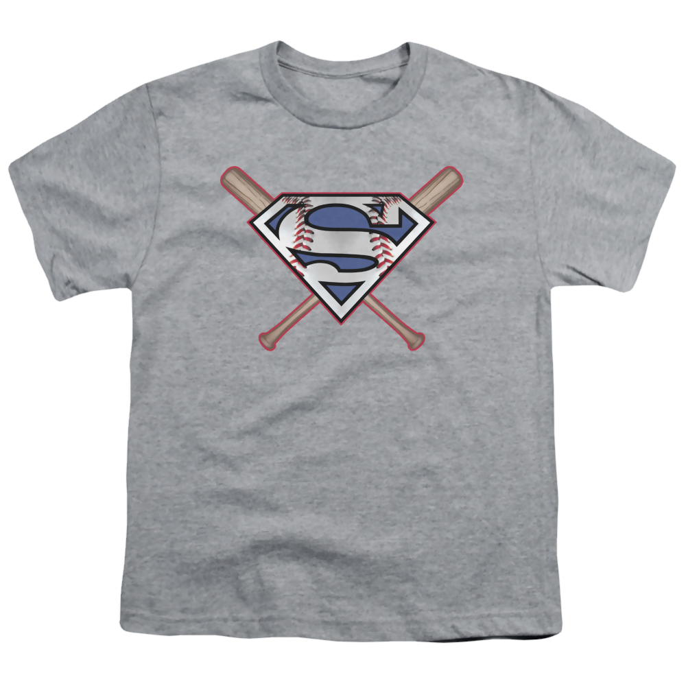 Superman Crossed Bats - Youth T-Shirt Youth T-Shirt (Ages 8-12) Superman