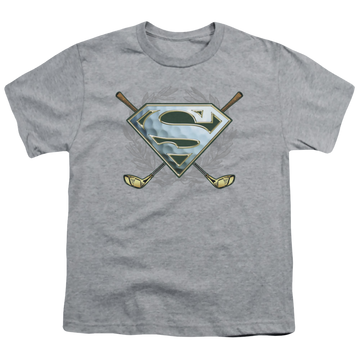 Athletic heather youth t-shirt for ages 8 to 12 with Superman Fore! graphic