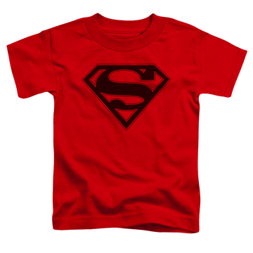 Red kid's t-shirt for ages 4 to 7 with Superman Red & Black Shield graphic