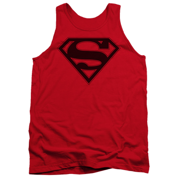 Red men's tank with Superman Red & Black Shield graphic