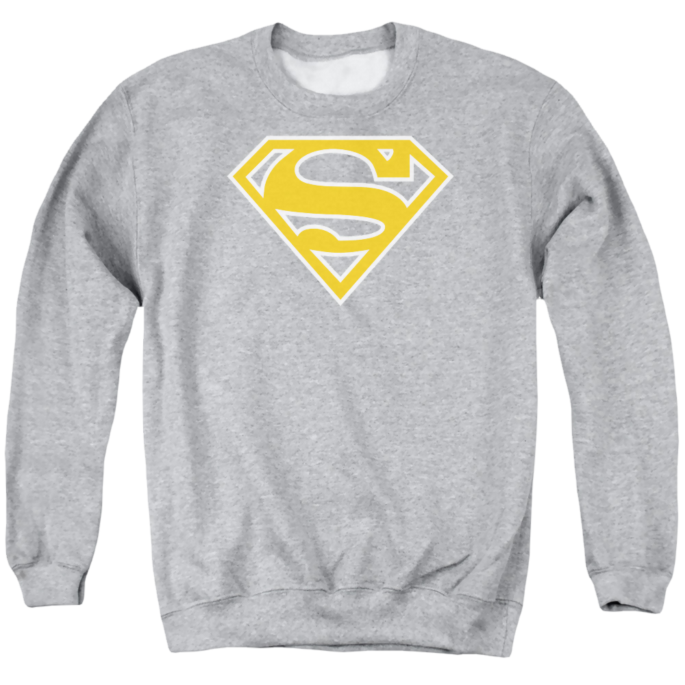 Superman Lt Orange & White Shield - Men's Crewneck Sweatshirt Men's Crewneck Sweatshirt Superman