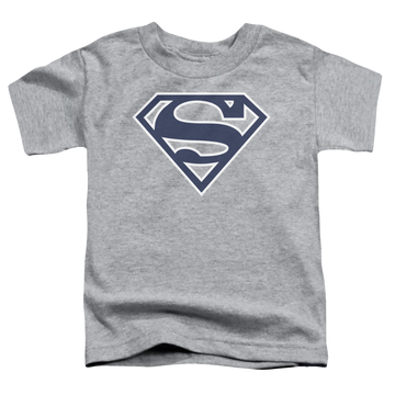 Athletic heather toddler t-shirt with Superman Navy & White Shield graphic