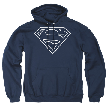 Navy pullover hoodie with Superman Navy & White Shield graphic