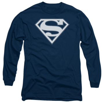 Superman Navy & White Shield - Men's Long Sleeve T-Shirt Men's Long Sleeve T-Shirt Superman