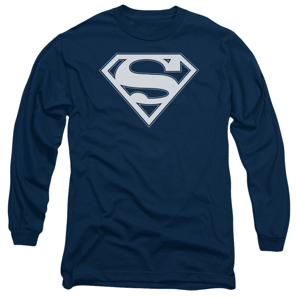 Superman Navy & White Shield - Men's Long Sleeve T-Shirt Men's Long Sleeve T-Shirt Superman