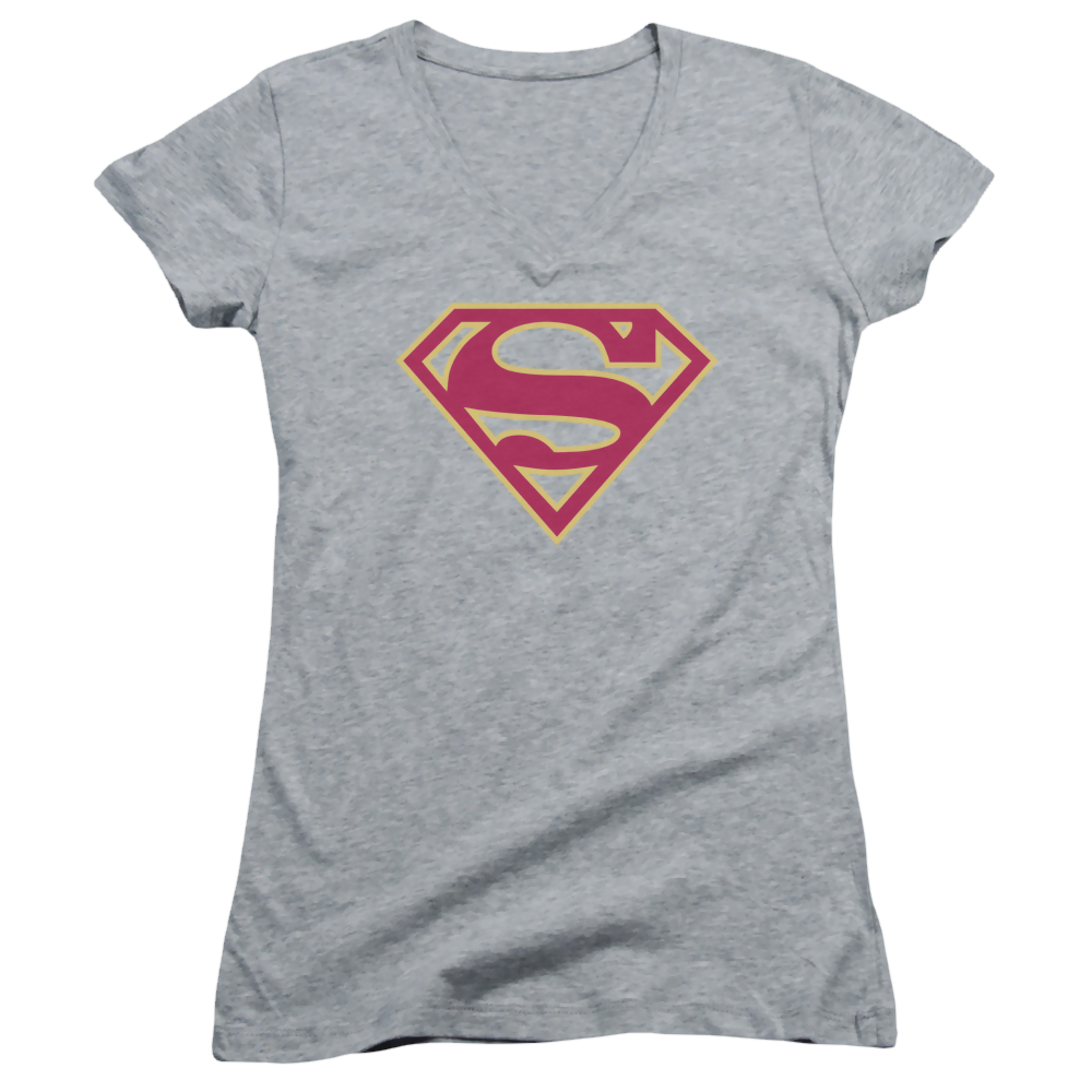 Superman Red & Gold Shield - Juniors V-Neck T-Shirt Juniors V-Neck T-Shirt Superman